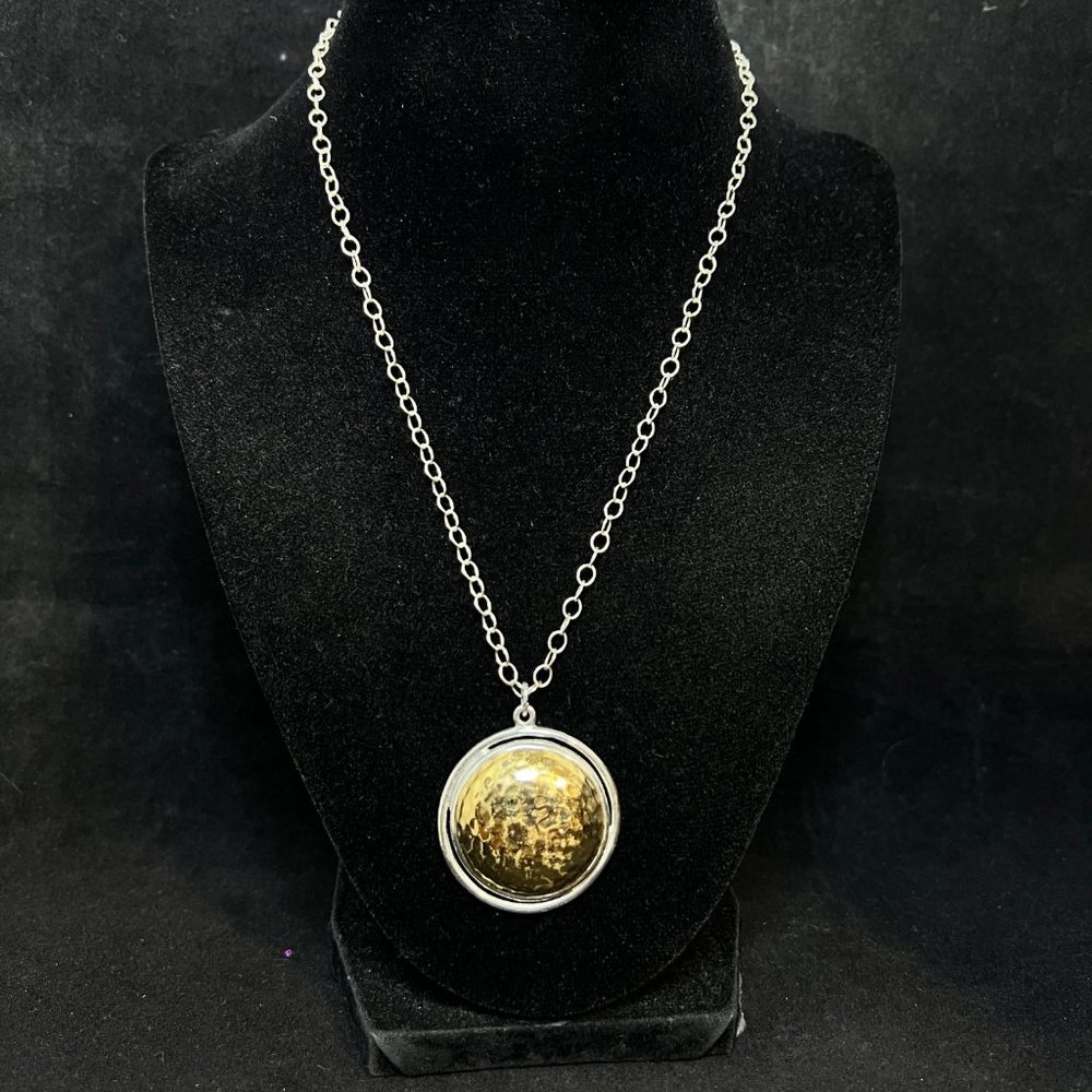 Barse Sterling Silver Cable Chain Necklace With Silver/Gold Tone Pendant (3697)
